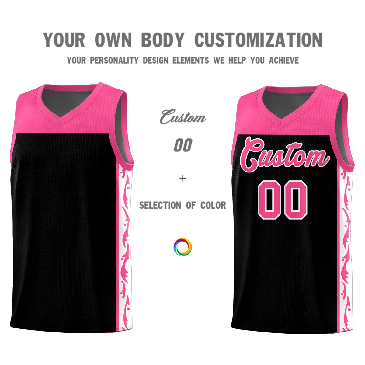 Custom Black Side Pattern Sports Uniform Basketball Jersey|KXKSHOP