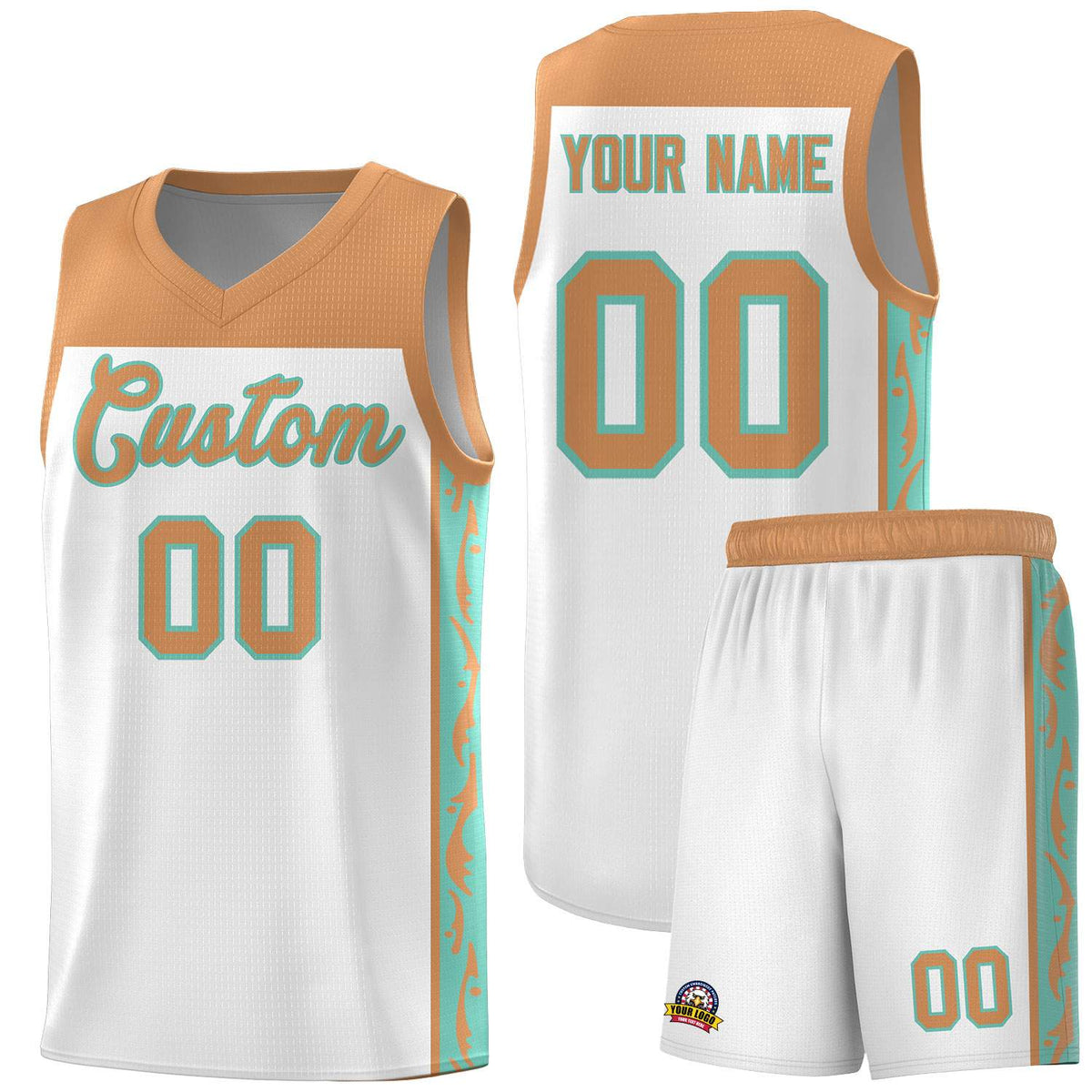 Custom White Side Pattern Sports Uniform Basketball Jersey|KXKSHOP
