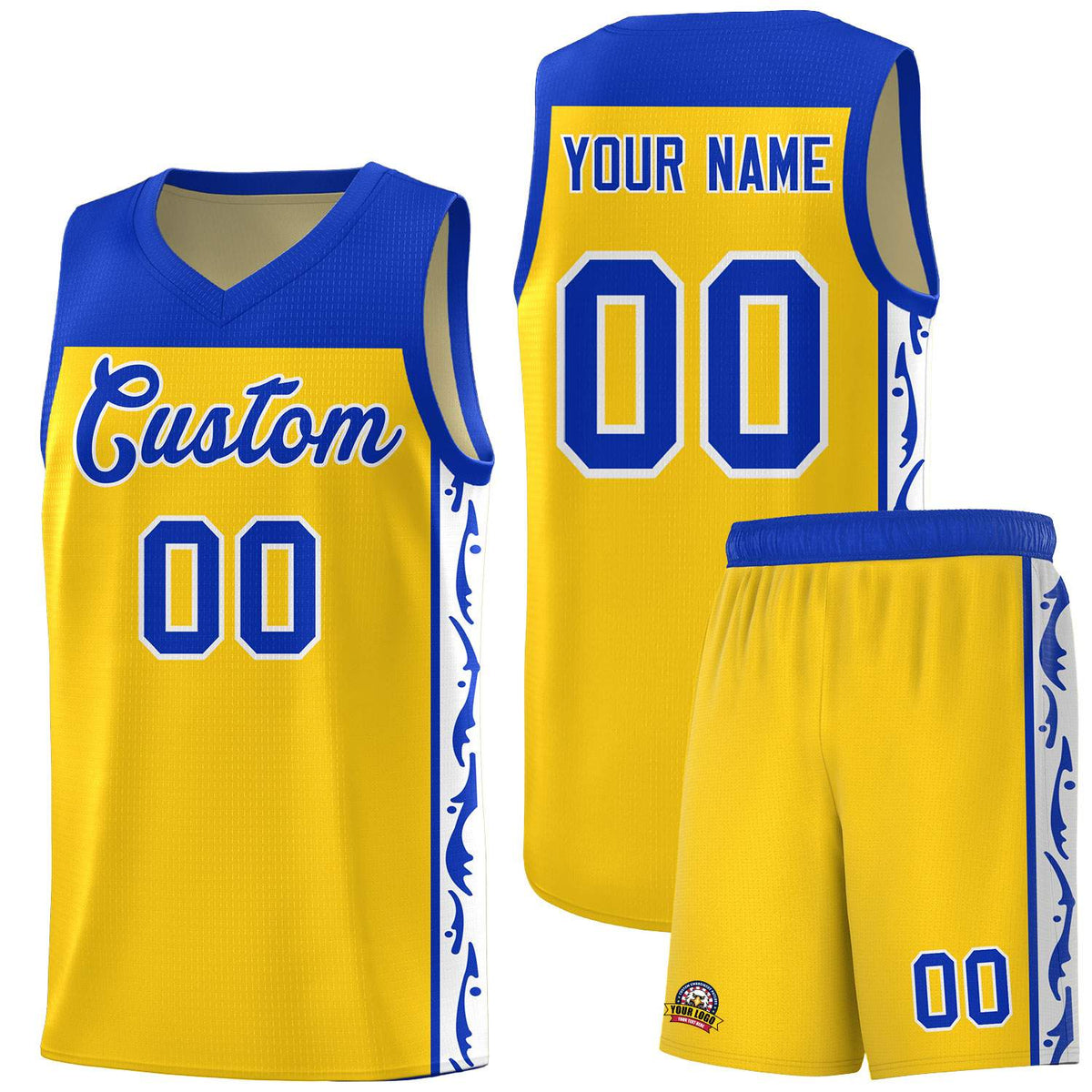 Custom Gold Side Pattern Sports Uniform Basketball Jersey|KXKSHOP