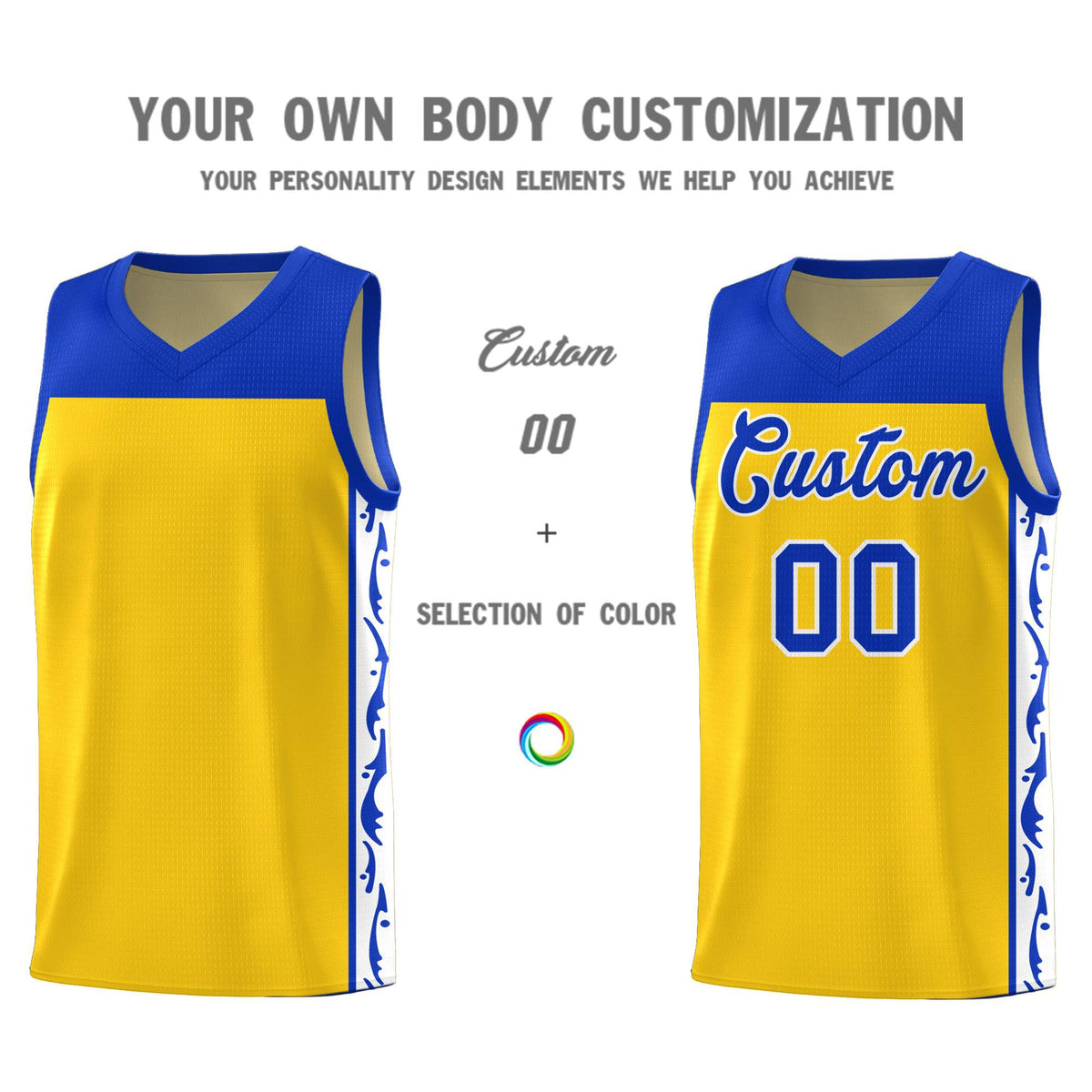 Custom Gold Side Pattern Sports Uniform Basketball Jersey|KXKSHOP