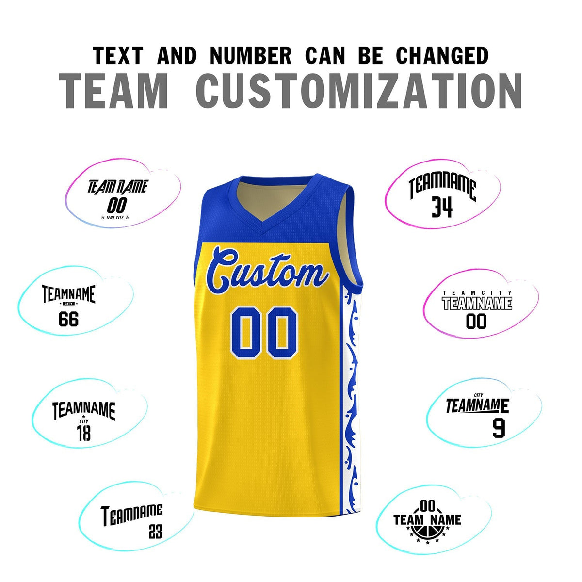 Custom Gold Side Pattern Sports Uniform Basketball Jersey|KXKSHOP