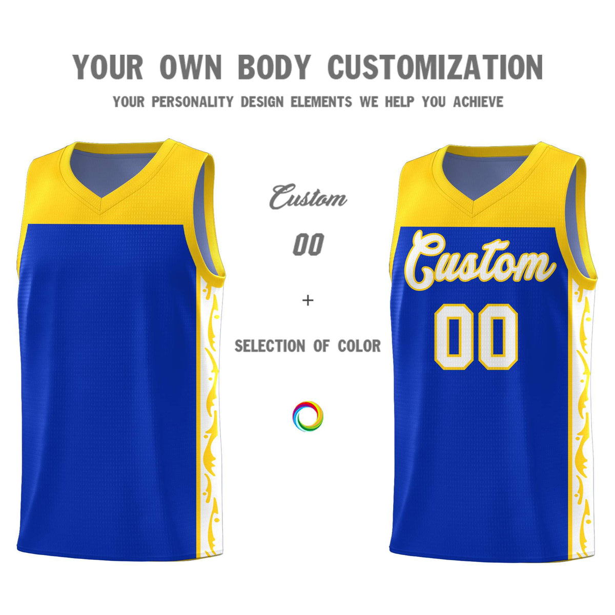 Custom Royal Side Pattern Sports Uniform Basketball Jersey|KXKSHOP