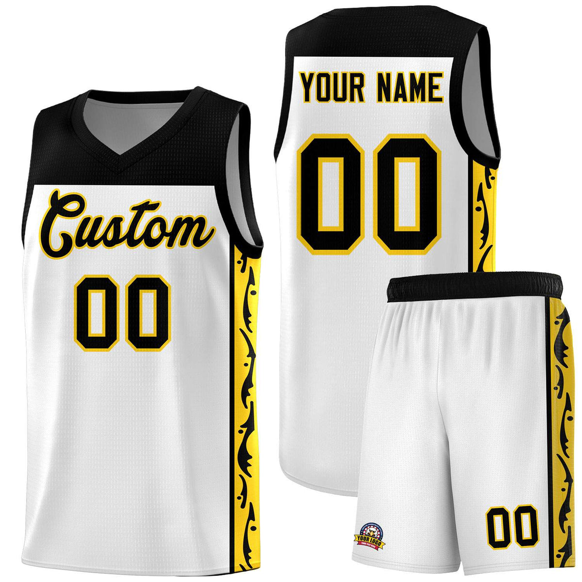 Custom White Side Pattern Sports Uniform Basketball Jersey|KXKSHOP