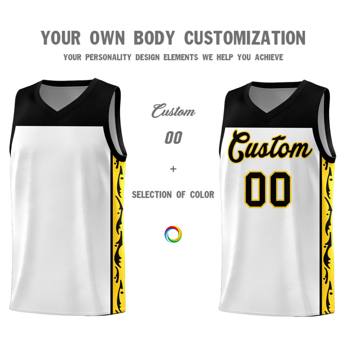 Custom White Side Pattern Sports Uniform Basketball Jersey|KXKSHOP