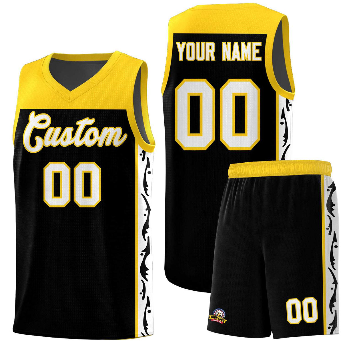 Custom Black Side Pattern Sports Uniform Basketball Jersey|KXKSHOP