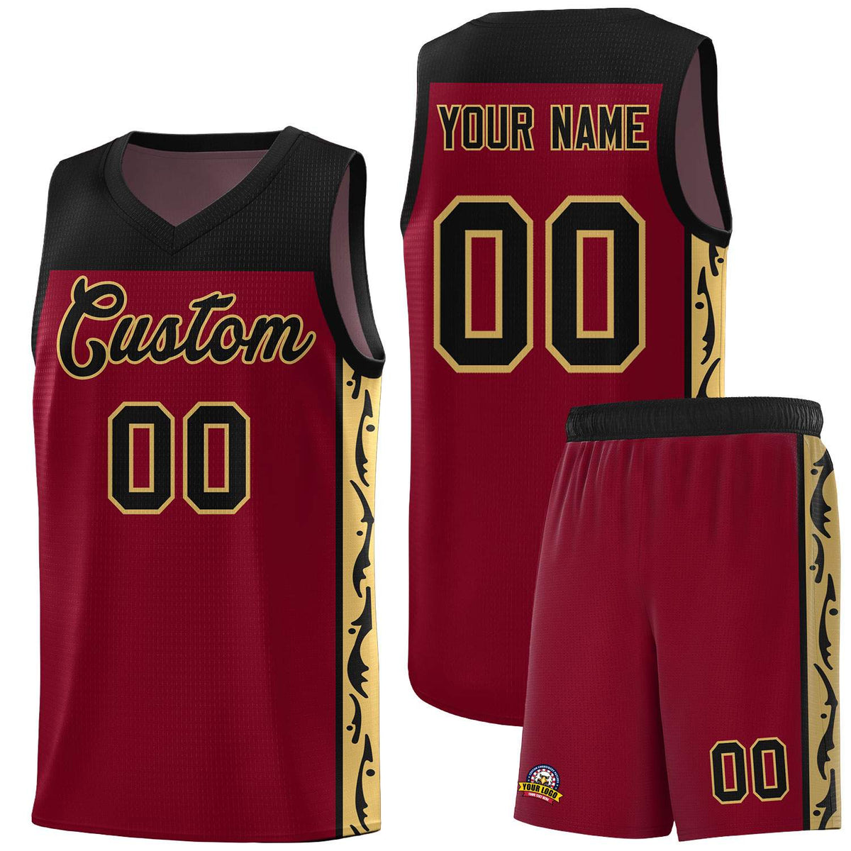 Custom Crimson Side Pattern Sports Uniform Basketball Jersey|KXKSHOP