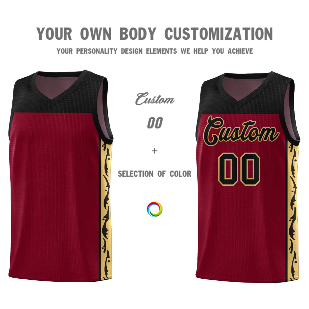 Custom Crimson Side Pattern Sports Uniform Basketball Jersey|KXKSHOP