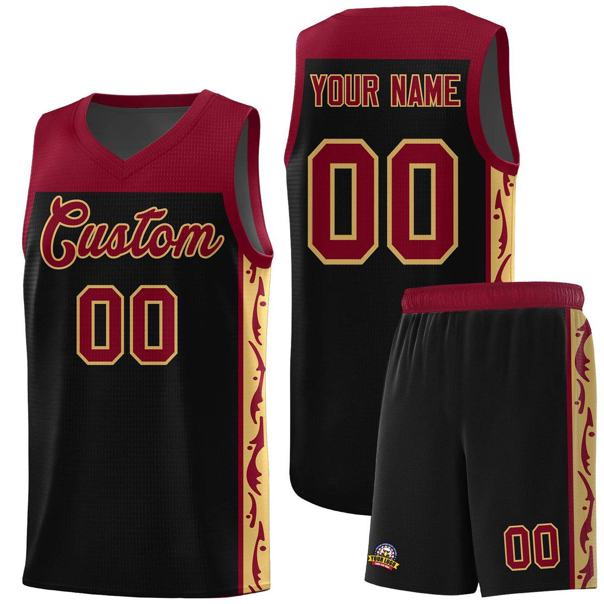 Custom Black Side Pattern Sports Uniform Basketball Jersey|KXKSHOP