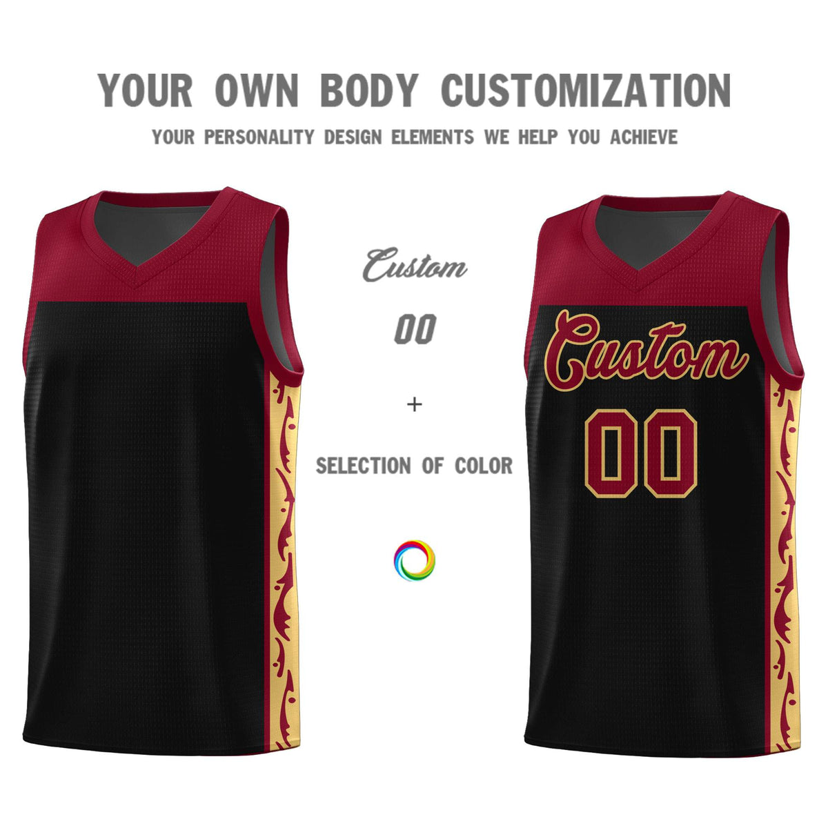 Custom Black Side Pattern Sports Uniform Basketball Jersey|KXKSHOP