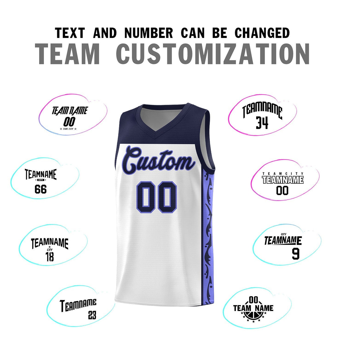 Custom White Side Pattern Sports Uniform Basketball Jersey|KXKSHOP