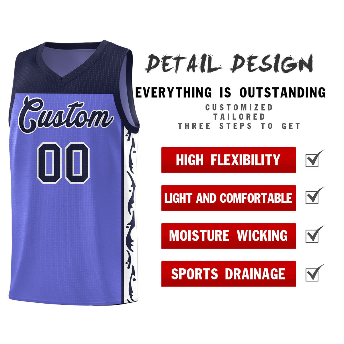 Custom Purple Side Pattern Sports Uniform Basketball Jersey|KXKSHOP