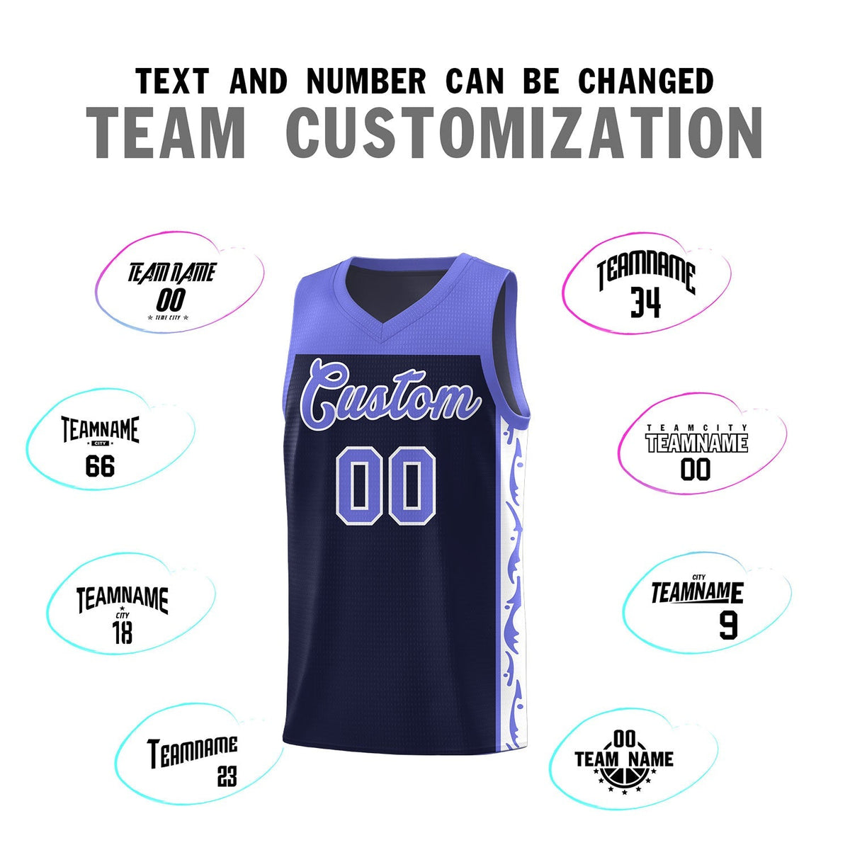 Custom Navy Side Pattern Sports Uniform Basketball Jersey|KXKSHOP