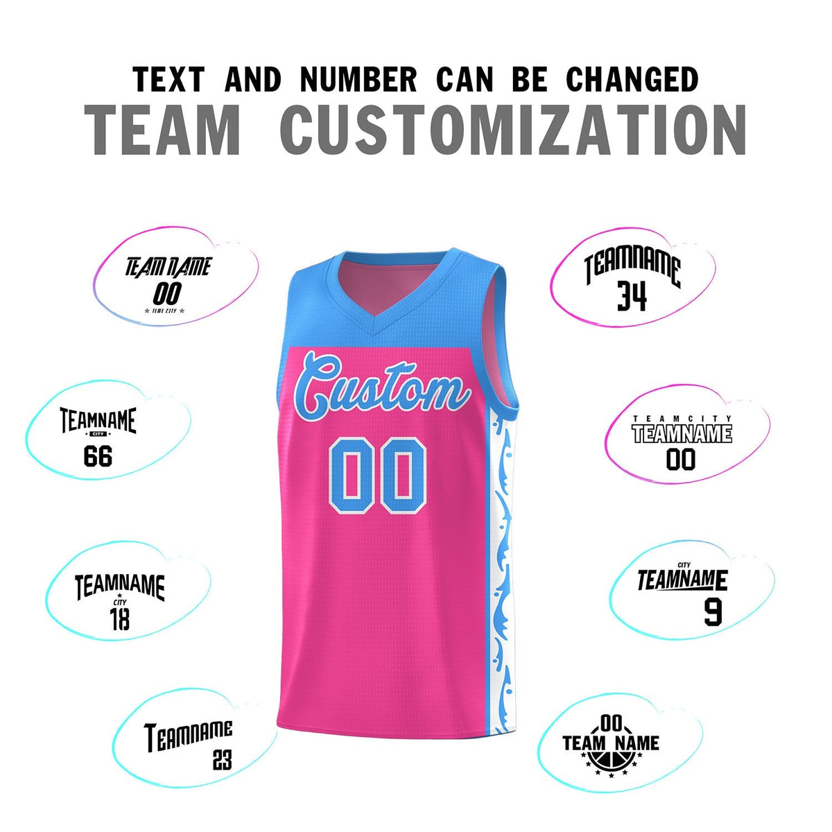 Custom Pink Side Pattern Sports Uniform Basketball Jersey|KXKSHOP