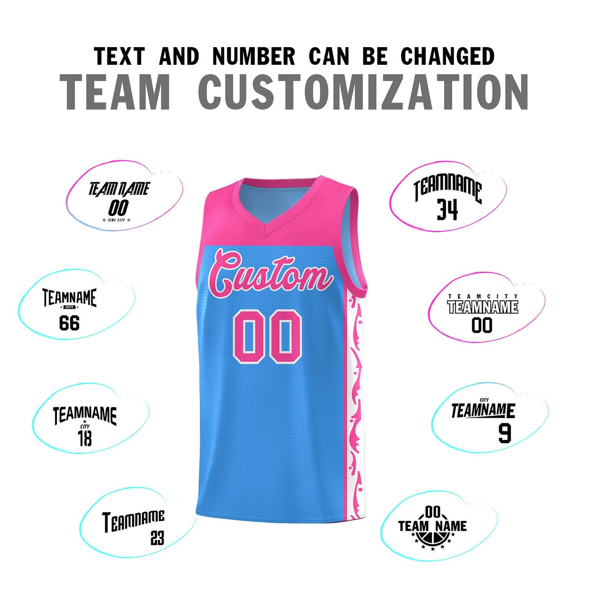Custom Light Blue Side Pattern Sports Uniform Basketball Jersey|KXKSHOP