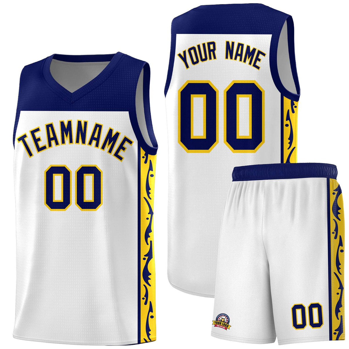 Custom White Side Pattern Sports Uniform Basketball Jersey|KXKSHOP