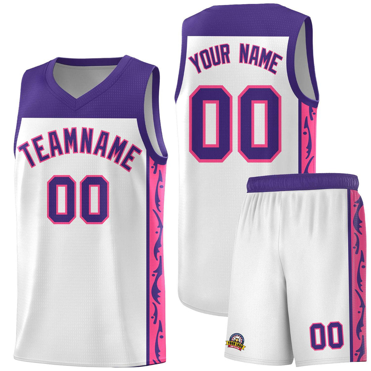 Custom White Side Pattern Sports Uniform Basketball Jersey|KXKSHOP