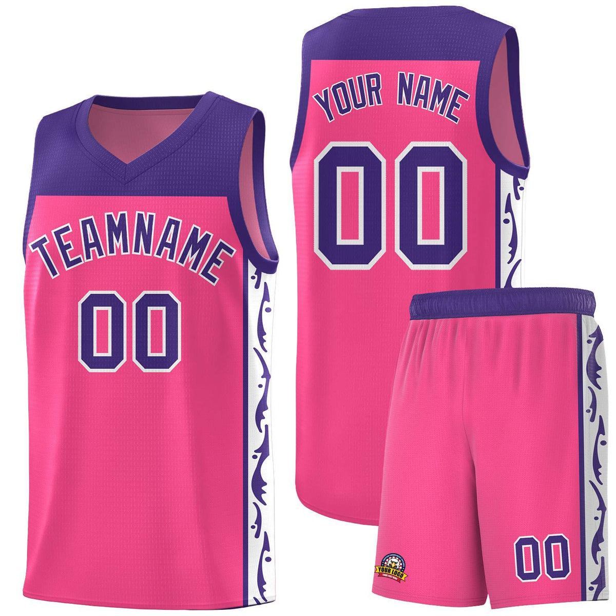Custom Pink Side Pattern Sports Uniform Basketball Jersey|KXKSHOP