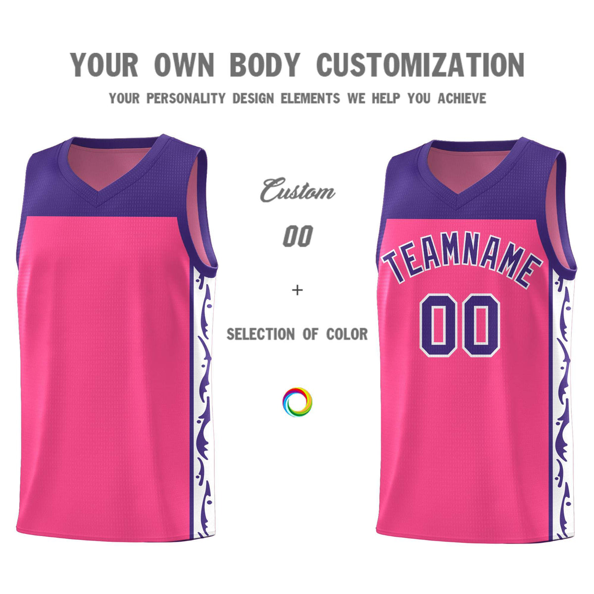 Custom Pink Side Pattern Sports Uniform Basketball Jersey|KXKSHOP