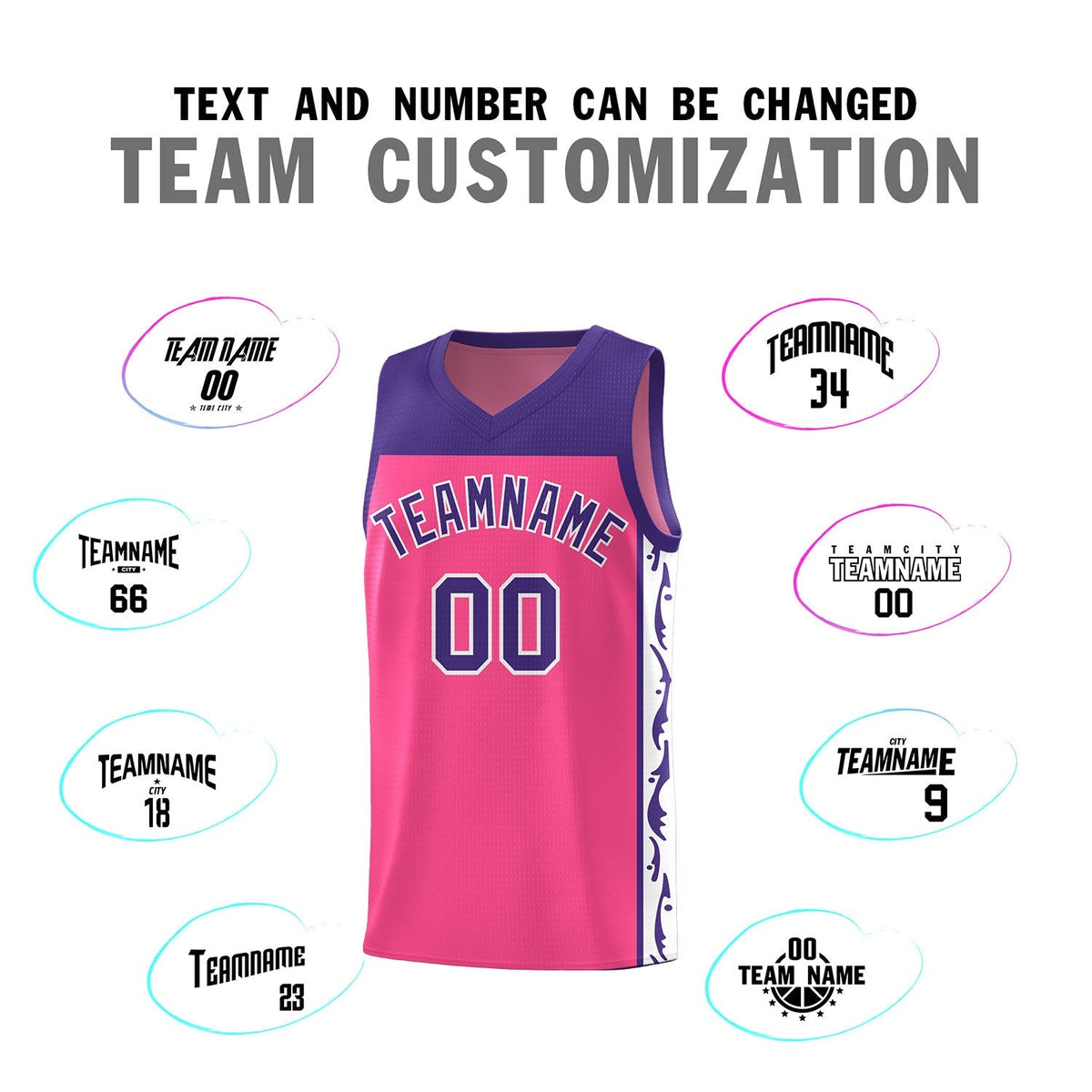 Custom Pink Side Pattern Sports Uniform Basketball Jersey|KXKSHOP