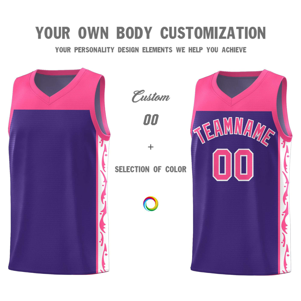 Custom Purple Side Pattern Sports Uniform Basketball Jersey|KXKSHOP