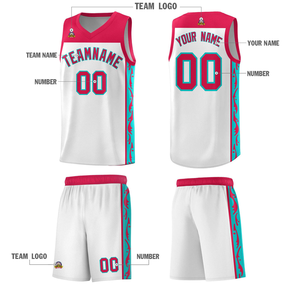 Custom White Side Pattern Sports Uniform Basketball Jersey|KXKSHOP