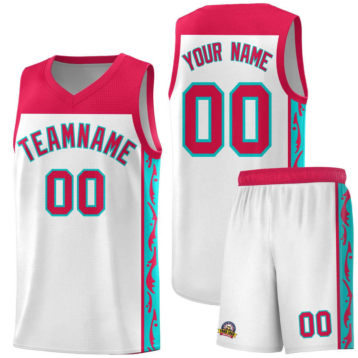 Custom White Side Pattern Sports Uniform Basketball Jersey|KXKSHOP