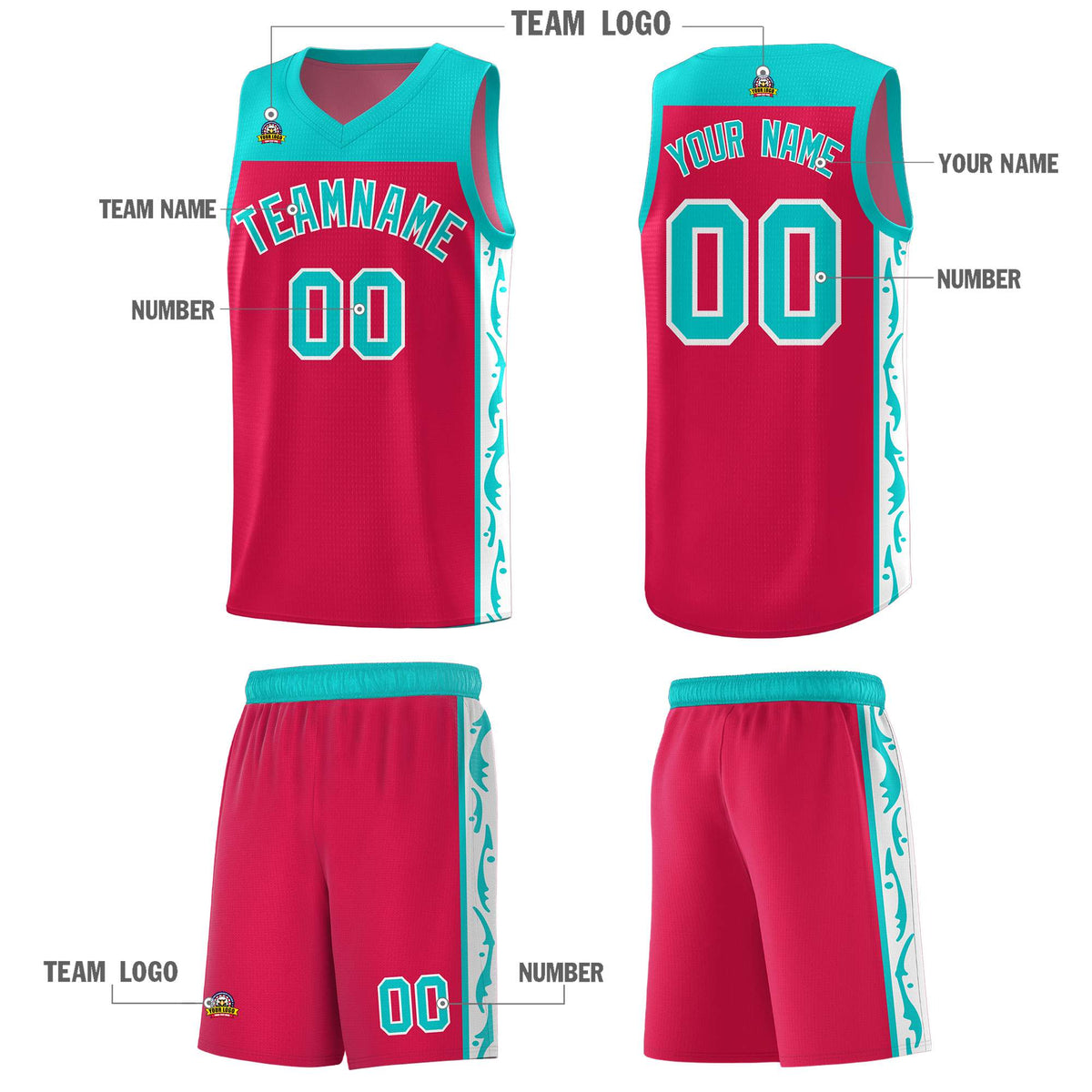 Custom Red Side Pattern Sports Uniform Basketball Jersey|KXKSHOP