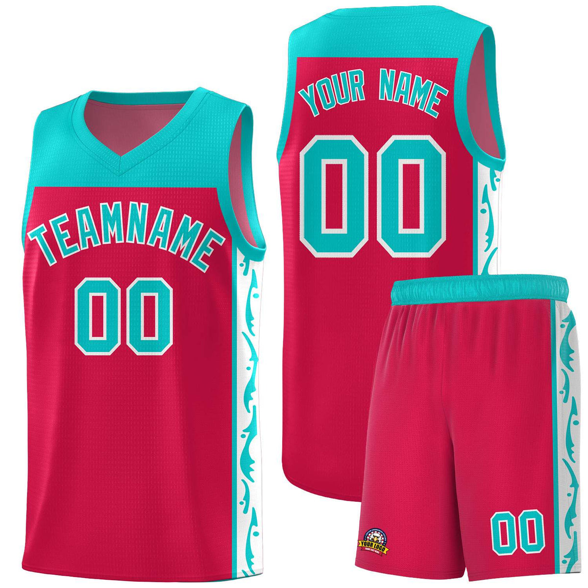 Custom Red Side Pattern Sports Uniform Basketball Jersey|KXKSHOP