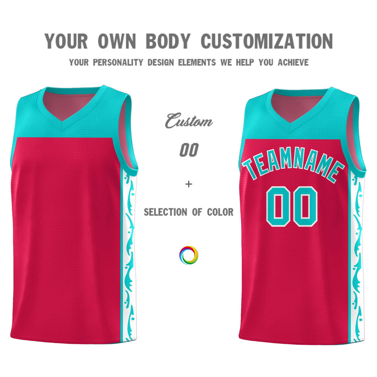 Custom Red Side Pattern Sports Uniform Basketball Jersey|KXKSHOP