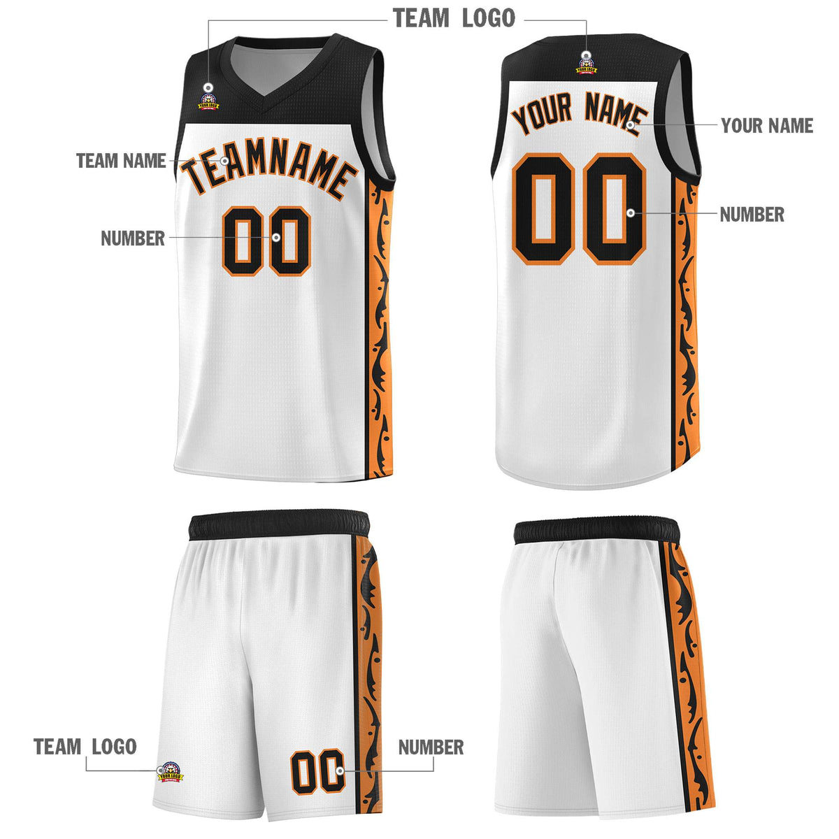 Custom White Side Pattern Sports Uniform Basketball Jersey|KXKSHOP
