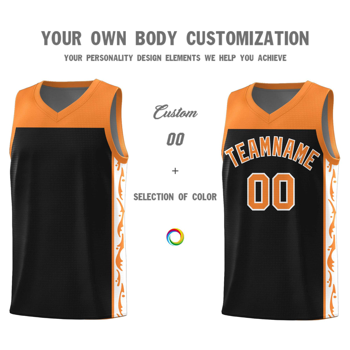 Custom Black Side Pattern Sports Uniform Basketball Jersey|KXKSHOP