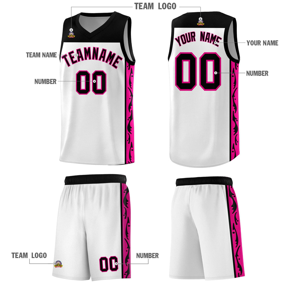 Custom White Side Pattern Sports Uniform Basketball Jersey|KXKSHOP