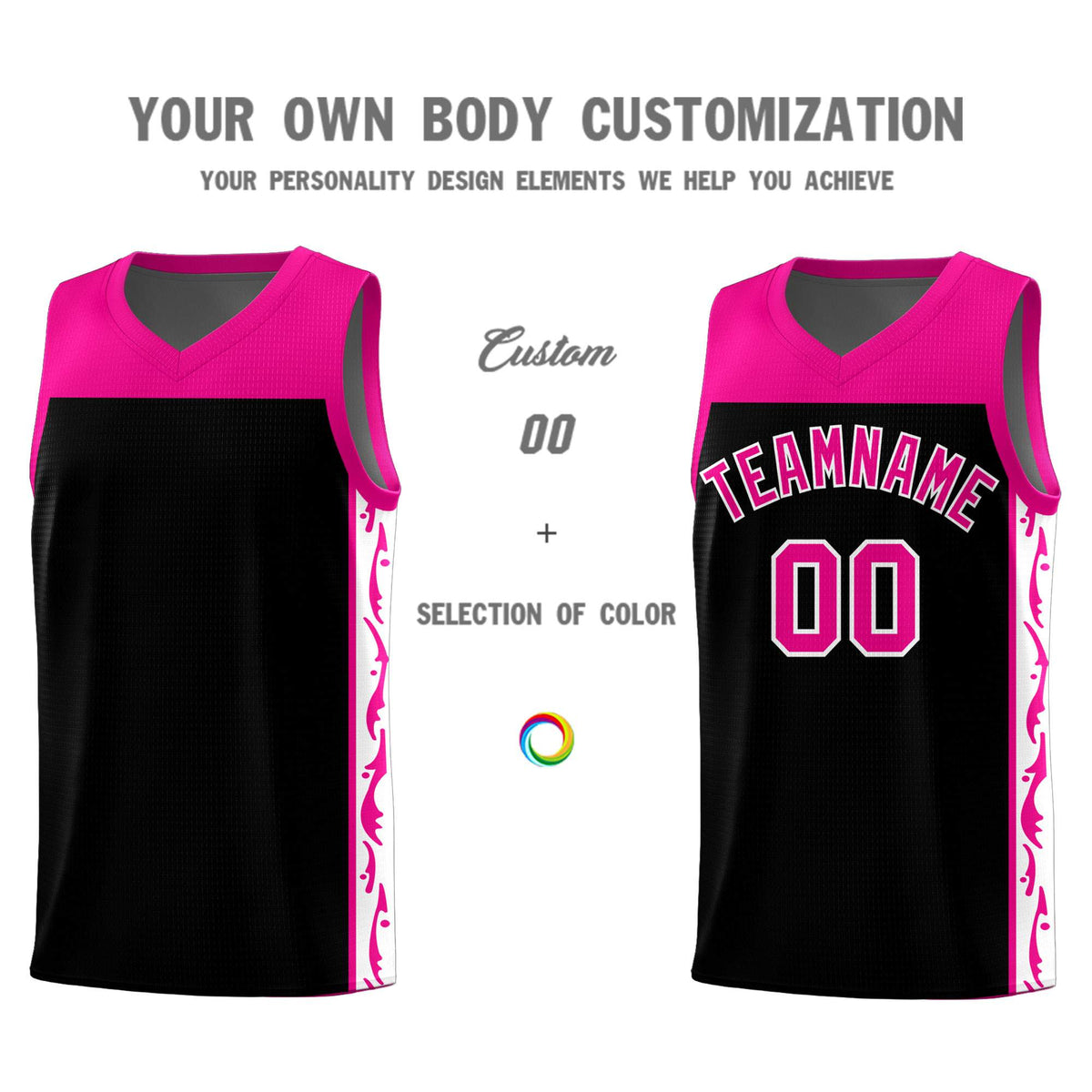 Custom Black Side Pattern Sports Uniform Basketball Jersey|KXKSHOP