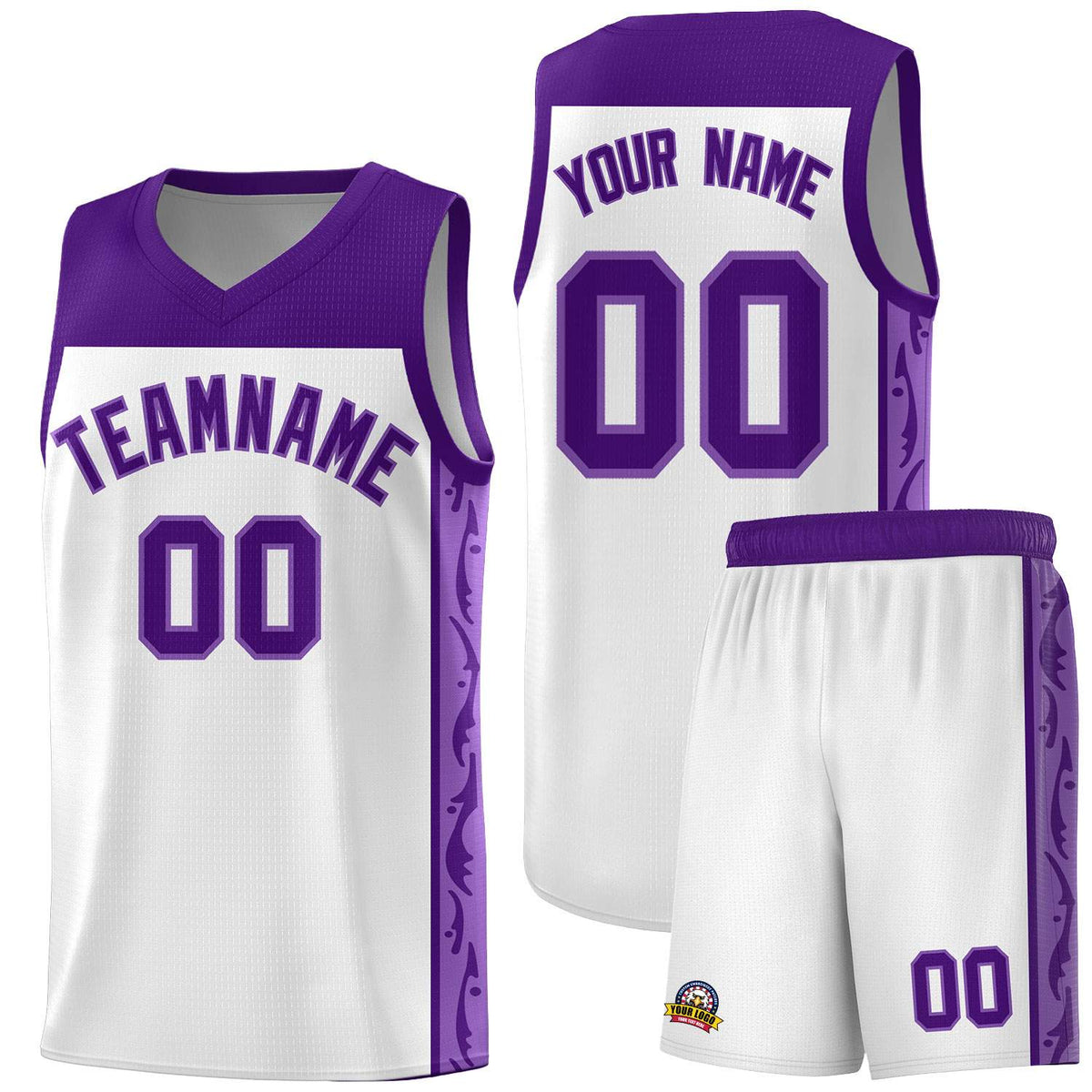 Custom White Side Pattern Sports Uniform Basketball Jersey|KXKSHOP