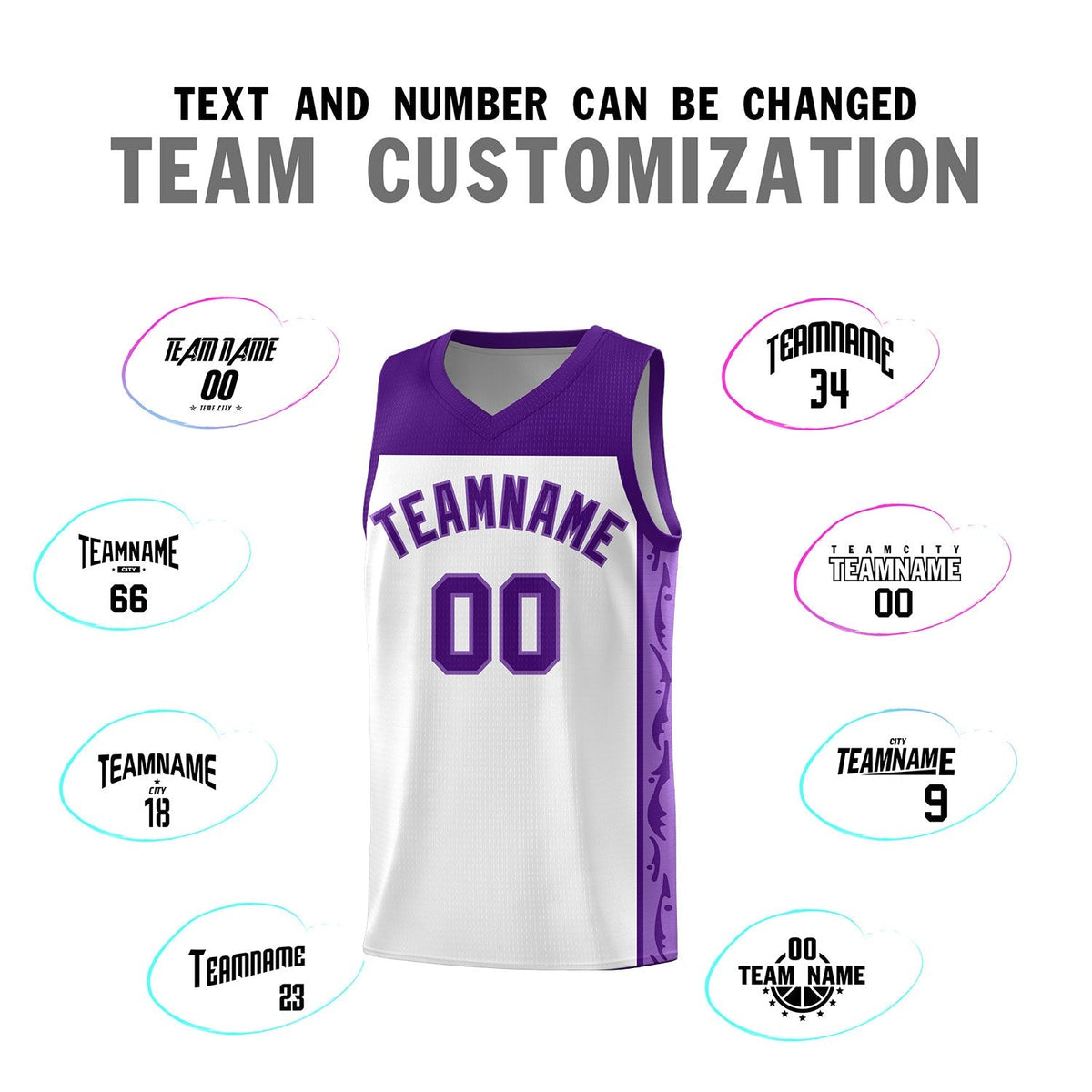 Custom White Side Pattern Sports Uniform Basketball Jersey|KXKSHOP