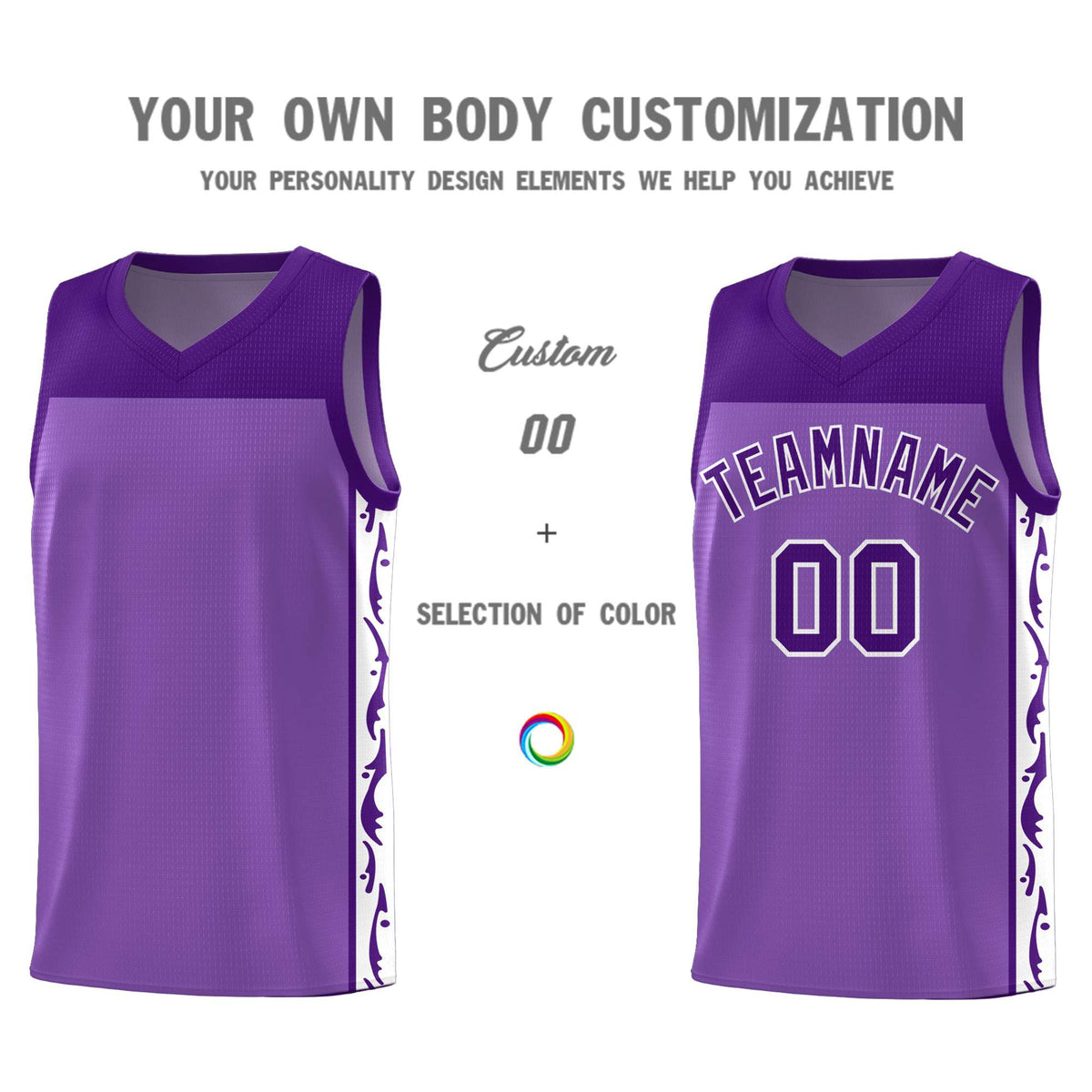 Custom Purple Side Pattern Sports Uniform Basketball Jersey|KXKSHOP