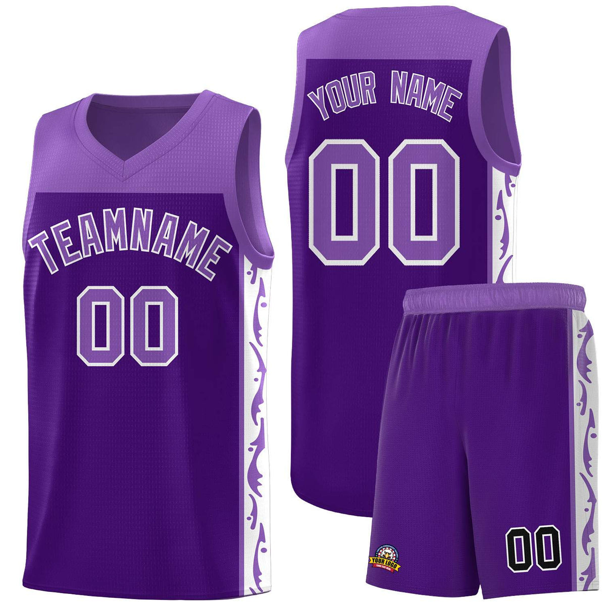 Custom Purple Side Pattern Sports Uniform Basketball Jersey|KXKSHOP