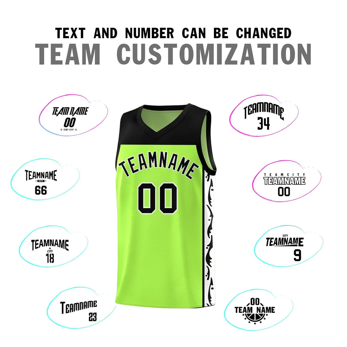 Custom Neon Green Side Pattern Sports Uniform Basketball Jersey|KXKSHOP