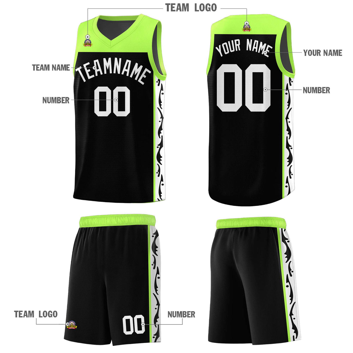 Custom Black Side Pattern Sports Uniform Basketball Jersey|KXKSHOP