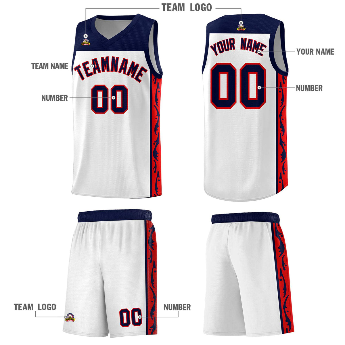 Custom White Side Pattern Sports Uniform Basketball Jersey|KXKSHOP