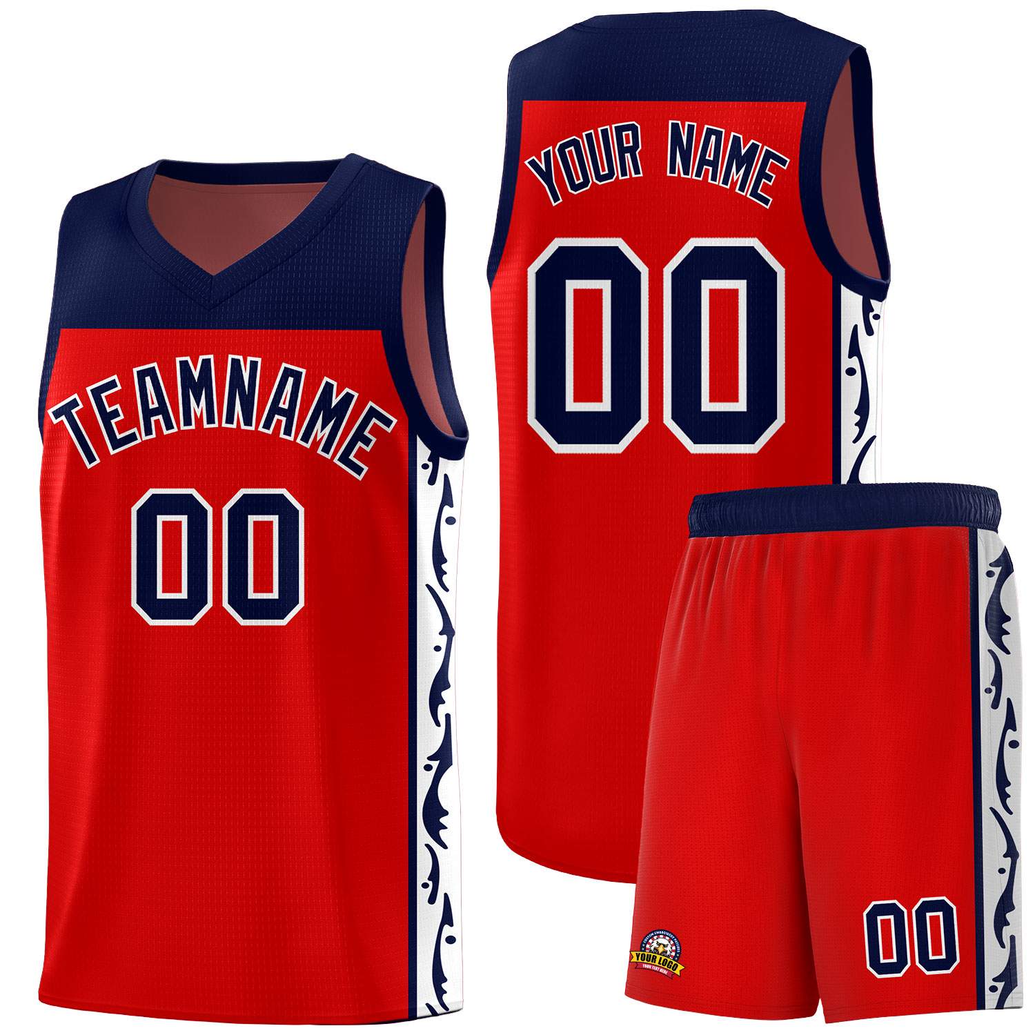 Custom Red Side Pattern Sports Uniform Basketball Jersey|KXKSHOP