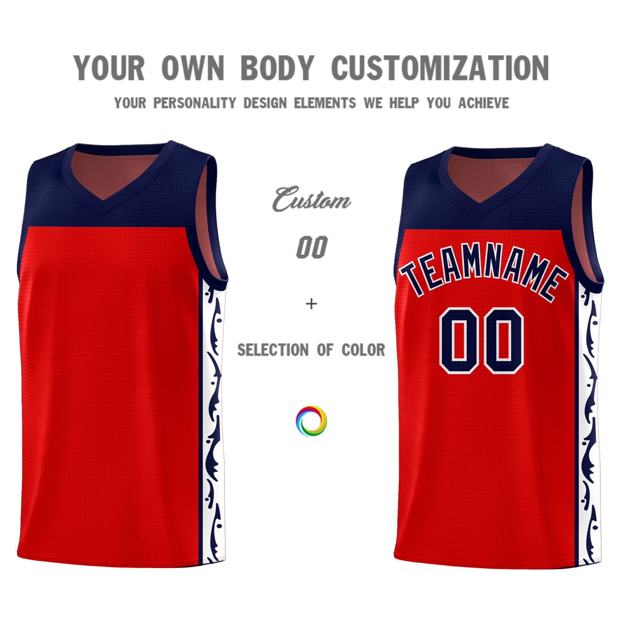 Custom Red Side Pattern Sports Uniform Basketball Jersey|KXKSHOP