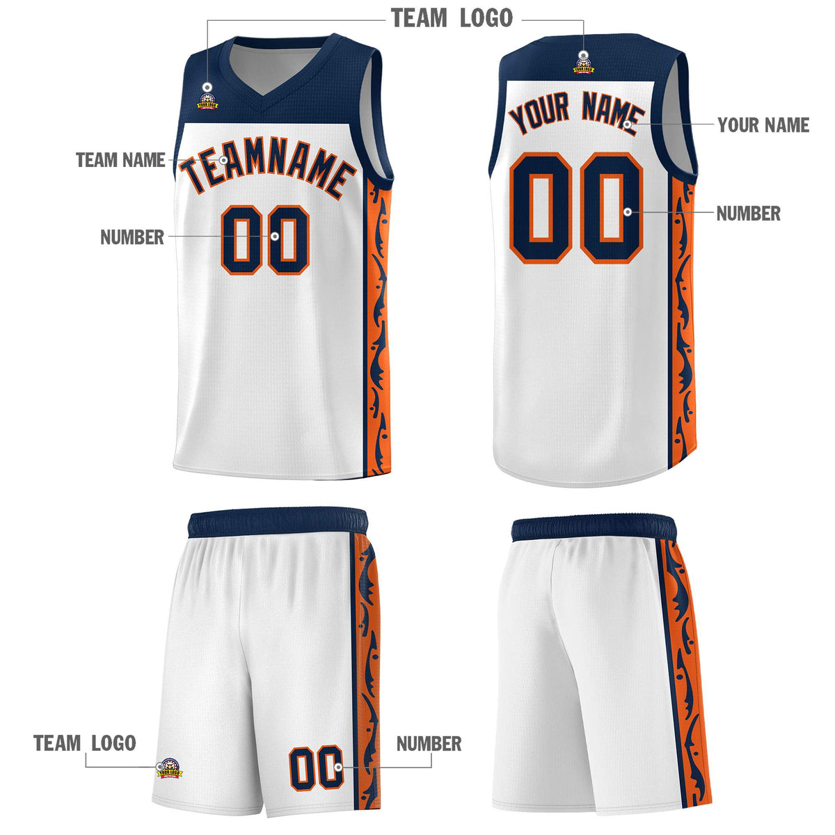 Custom White Side Pattern Sports Uniform Basketball Jersey|KXKSHOP