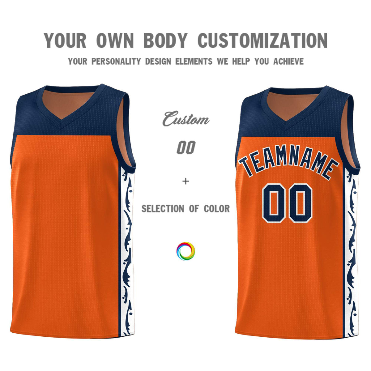 Custom Orange Side Pattern Sports Uniform Basketball Jersey|KXKSHOP