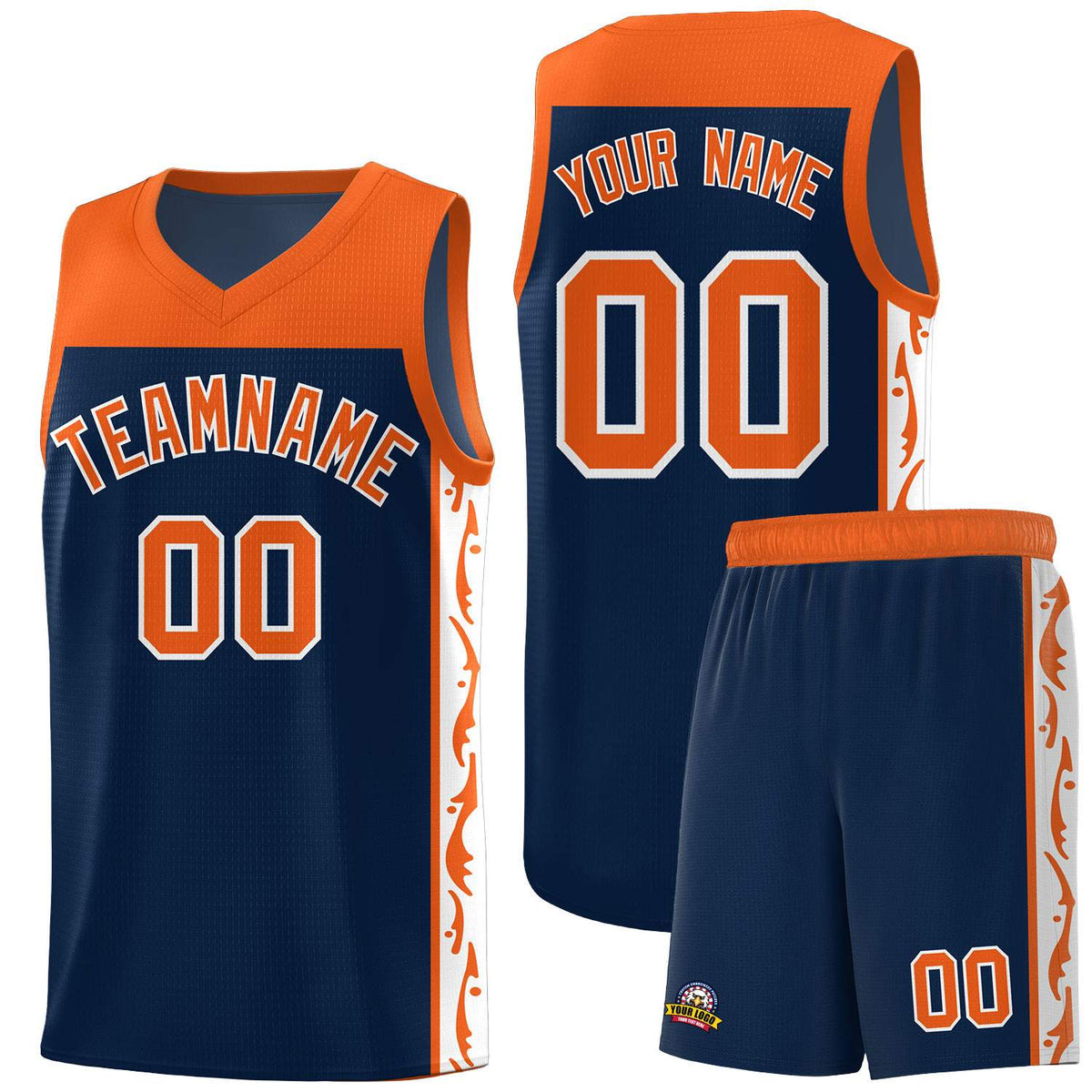 Custom Navy Side Pattern Sports Uniform Basketball Jersey|KXKSHOP