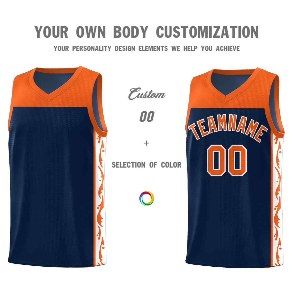 Custom Navy Side Pattern Sports Uniform Basketball Jersey|KXKSHOP
