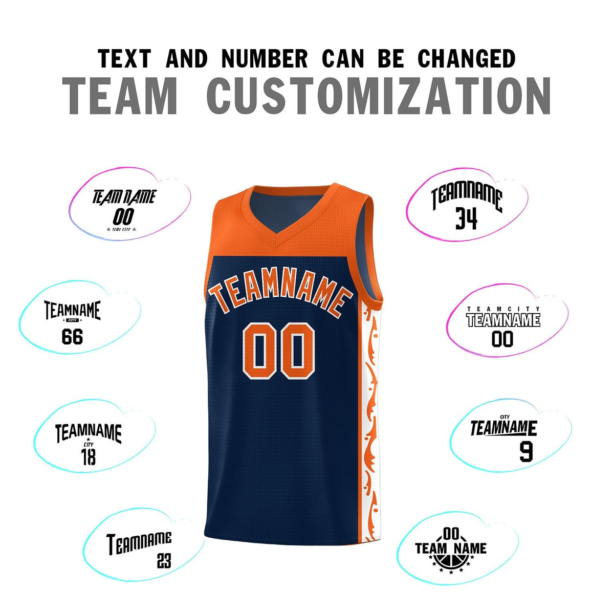 Custom Navy Side Pattern Sports Uniform Basketball Jersey|KXKSHOP