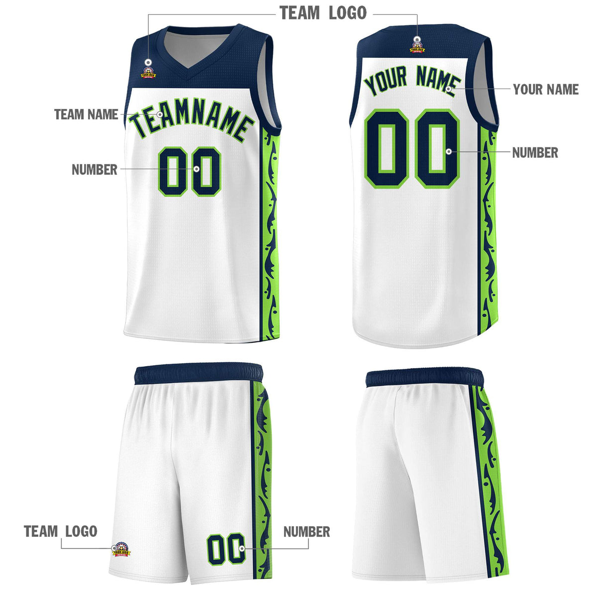 Custom White Side Pattern Sports Uniform Basketball Jersey|KXKSHOP