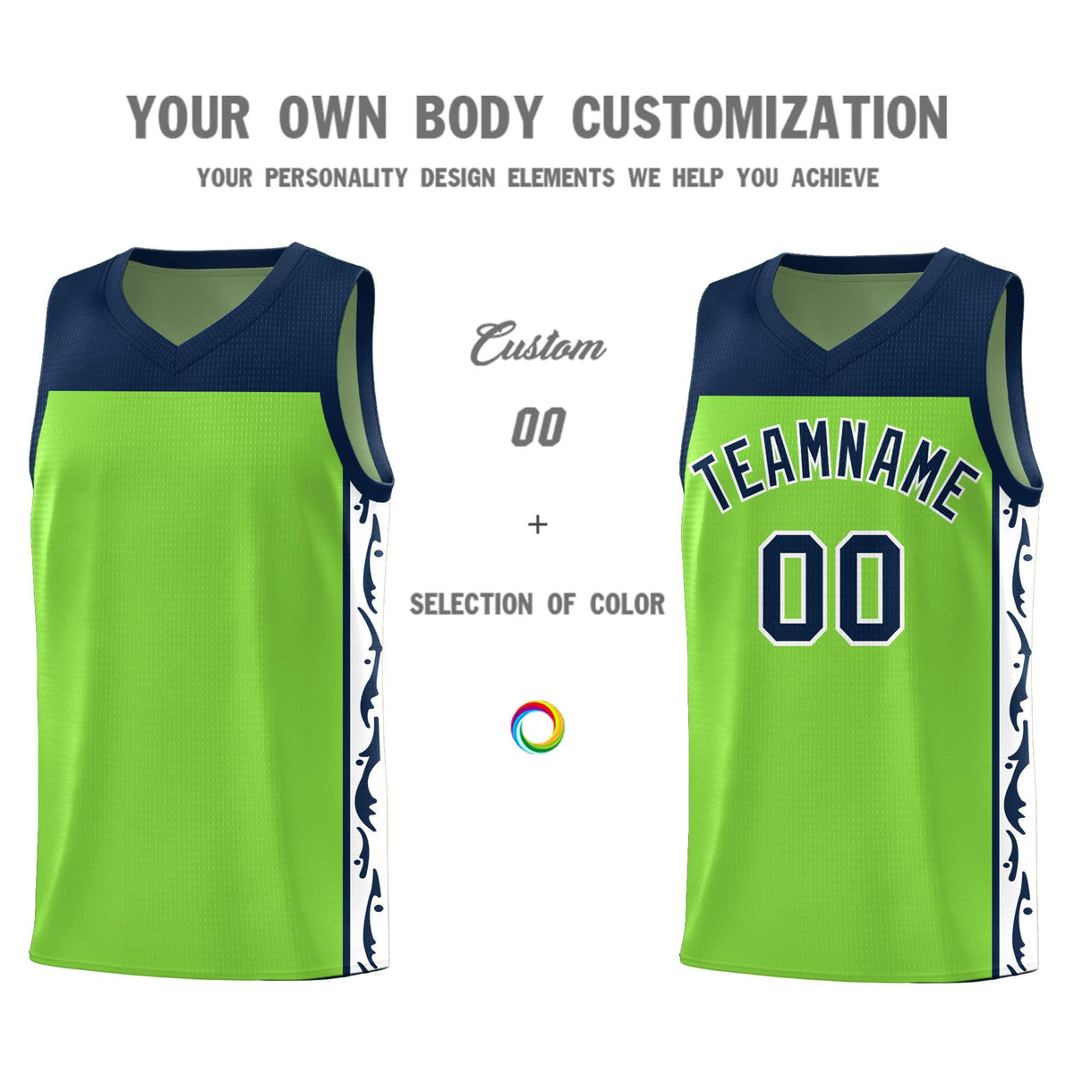 Custom Neon Green Side Pattern Sports Uniform Basketball Jersey|KXKSHOP