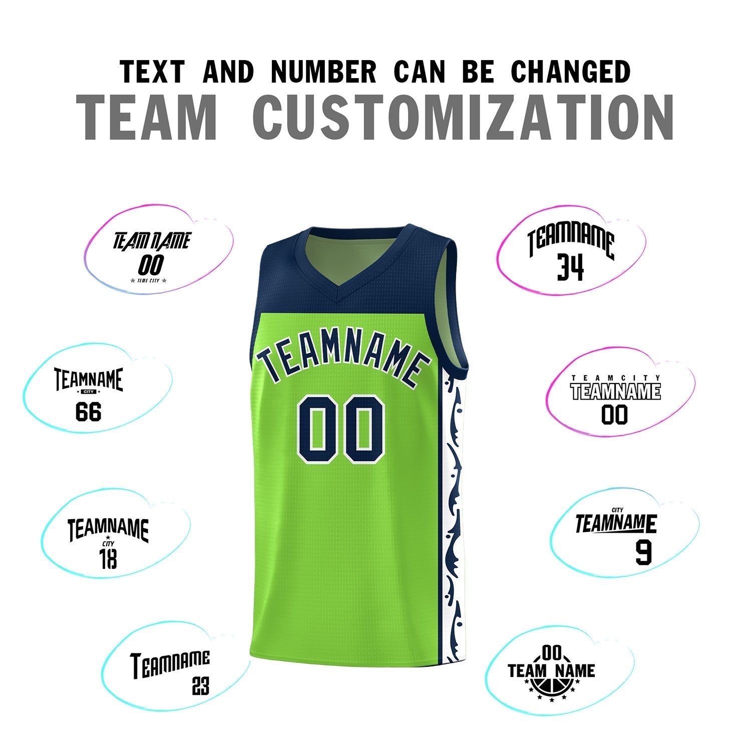 Custom Neon Green Side Pattern Sports Uniform Basketball Jersey|KXKSHOP